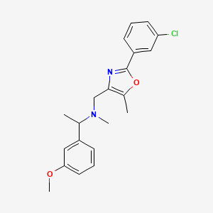 molecular formula C21H23ClN2O2 B5985785 N-{[2-(3-chlorophenyl)-5-methyl-1,3-oxazol-4-yl]methyl}-1-(3-methoxyphenyl)-N-methylethanamine 