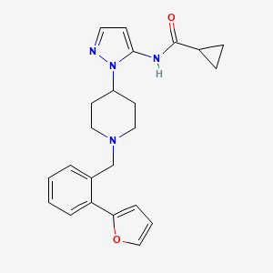 molecular formula C23H26N4O2 B5985808 N-(1-{1-[2-(2-furyl)benzyl]-4-piperidinyl}-1H-pyrazol-5-yl)cyclopropanecarboxamide 