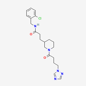 molecular formula C21H28ClN5O2 B5985987 N-[(2-chlorophenyl)methyl]-3-[1-[4-(1,2,4-triazol-1-yl)butanoyl]piperidin-3-yl]propanamide 