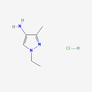 molecular formula C6H12ClN3 B598599 1-Ethyl-3-methyl-1H-pyrazol-4-amine hydrochloride CAS No. 1197230-21-9