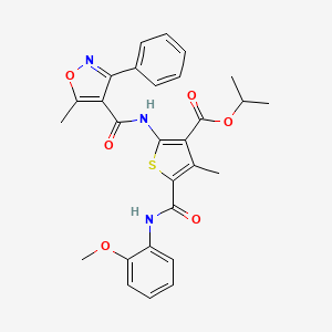 molecular formula C28H27N3O6S B5986013 isopropyl 5-[(2-methoxyanilino)carbonyl]-4-methyl-2-{[(5-methyl-3-phenyl-4-isoxazolyl)carbonyl]amino}-3-thiophenecarboxylate 