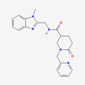 molecular formula C21H23N5O2 B5986050 N-[(1-methylbenzimidazol-2-yl)methyl]-6-oxo-1-(pyridin-2-ylmethyl)piperidine-3-carboxamide 
