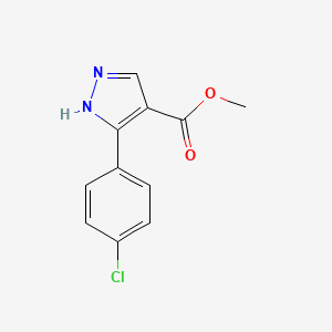 molecular formula C11H9ClN2O2 B598607 5-(4-氯苯基)-1H-吡唑-4-甲酸甲酯 CAS No. 135641-70-2