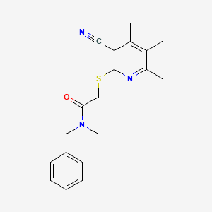 molecular formula C19H21N3OS B5986204 N-benzyl-2-[(3-cyano-4,5,6-trimethylpyridin-2-yl)sulfanyl]-N-methylacetamide 