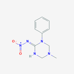 molecular formula C10H13N5O2 B5986264 (NE)-N-(5-methyl-1-phenyl-1,3,5-triazinan-2-ylidene)nitramide 