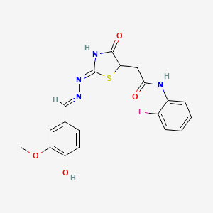 molecular formula C19H17FN4O4S B5986470 N-(2-fluorophenyl)-2-[(2Z)-2-[(E)-(4-hydroxy-3-methoxyphenyl)methylidenehydrazinylidene]-4-oxo-1,3-thiazolidin-5-yl]acetamide 