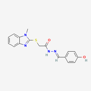molecular formula C17H16N4O2S B5986506 N'-[(E)-(4-hydroxyphenyl)methylidene]-2-[(1-methyl-1H-benzimidazol-2-yl)sulfanyl]acetohydrazide 