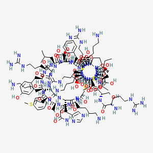 molecular formula C169H274N54O48S7 B598652 H-Arg-Ser-Cys(1)-Ile-Asp-aThr-Ile-Pro-Lys-Ser-Arg-Cys(2)-Thr-Ala-Phe-Gln-Cys(3)-Lys-His-Ser-Met-Lys-Tyr-Arg-Leu-Ser-Phe-Cys(2)-D-Arg-D-Lys-aThr-Cys(3)-Gly-Thr-Cys(1)-OH CAS No. 172450-46-3