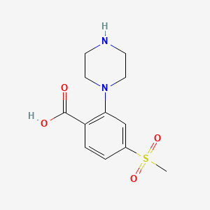 molecular formula C12H16N2O4S B598659 4-(甲磺酰基)-2-哌嗪苯甲酸 CAS No. 1197193-32-0
