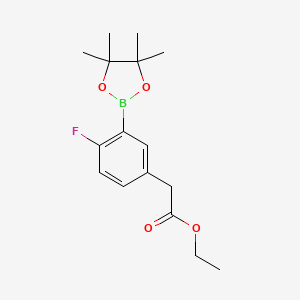 molecular formula C16H22BFO4 B598660 Ethyl 2-(4-fluoro-3-(4,4,5,5-tetramethyl-1,3,2-dioxaborolan-2-yl)phenyl)acetate CAS No. 1198615-88-1