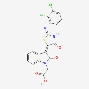 {3-[2-[(2,3-dichlorophenyl)amino]-4-oxo-1,3-thiazol-5(4H)-ylidene]-2-oxo-2,3-dihydro-1H-indol-1-yl}acetic acid