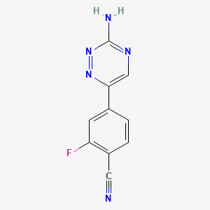molecular formula C10H6FN5 B598678 4-(3-Amino-1,2,4-triazin-6-yl)-2-fluorobenzonitrile CAS No. 1197377-47-1
