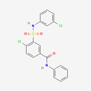 molecular formula C19H14Cl2N2O3S B5986914 4-chloro-3-{[(3-chlorophenyl)amino]sulfonyl}-N-phenylbenzamide 