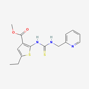 molecular formula C15H17N3O2S2 B5987349 methyl 5-ethyl-2-({[(2-pyridinylmethyl)amino]carbonothioyl}amino)-3-thiophenecarboxylate 