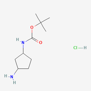 molecular formula C10H21ClN2O2 B598736 tert-Butyl (3-aminocyclopentyl)carbamate hydrochloride CAS No. 1197239-37-4