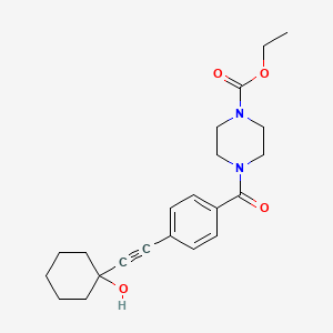 molecular formula C22H28N2O4 B5988166 ethyl 4-{4-[(1-hydroxycyclohexyl)ethynyl]benzoyl}-1-piperazinecarboxylate 