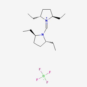 molecular formula C17H33BF4N2 B598845 (2R,5R)-1-{[(2R,5R)-2,5-Diethylpyrrolidin-1-YL]methylene}-2,5-diethylpyrrolidinium tetrafluoroborate CAS No. 1204324-20-8