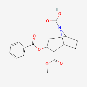 molecular formula C17H19NO6 B598850 3-(Benzoyloxy)-2-(methoxycarbonyl)-8-azabicyclo[3.2.1]octane-8-carboxylic acid CAS No. 107783-45-9