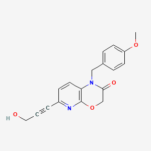 molecular formula C18H16N2O4 B598854 6-(3-Hydroxyprop-1-ynyl)-1-(4-methoxybenzyl)-1H-pyrido[2,3-b][1,4]oxazin-2(3H)-one CAS No. 1198425-67-0