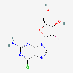 molecular formula C10H11ClFN5O3 B598855 (2R,3R,4S,5R)-5-(2-amino-6-chloro-9H-purin-9-yl)-4-fluoro-2-(hydroxymethyl)tetrahydrofuran-3-ol CAS No. 144924-88-9
