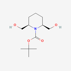 molecular formula C12H23NO4 B598870 tert-Butyl (2R,6S)-2,6-bis(hydroxymethyl)piperidine-1-carboxylate CAS No. 198422-46-7