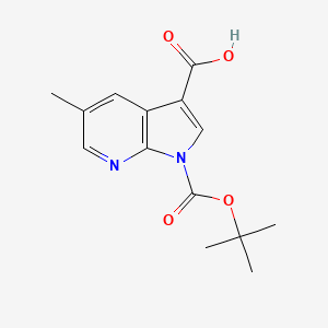 molecular formula C14H16N2O4 B598878 1-(tert-Butoxycarbonyl)-5-methyl-1H-pyrrolo[2,3-b]pyridine-3-carboxylic acid CAS No. 1198097-92-5