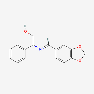 molecular formula C16H15NO3 B598892 (R,E)-2-(benzo[d][1,3]dioxol-5-ylmethyleneamino)-2-phenylethanol CAS No. 179930-11-1