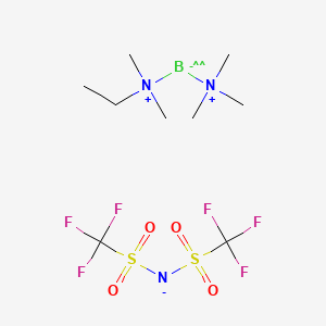 molecular formula C9H20BF6N3O4S2 B598910 (Ethyldimethylammonio)(trimethylammonio)dihydroborate bis(trifluoromethylsulfonyl)amide CAS No. 1204485-05-1