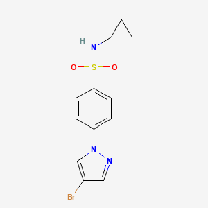 molecular formula C12H12BrN3O2S B598911 N-Cyclopropyl 4-(4-bromopyrazol-1-YL)benzenesulfonamide CAS No. 1199773-34-6