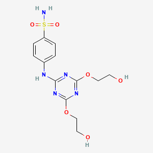 molecular formula C13H17N5O6S B598935 4-(4,6-Bis(2-hydroxyethoxy)-1,3,5-triazin-2-ylamino)benzenesulfonamide CAS No. 1200603-32-2