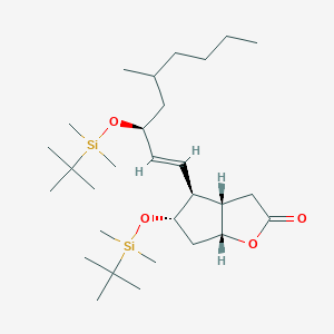 molecular formula C29H56O4Si2 B598976 (3aS,4S,5S,6aR)-5-((tert-Butyldimethylsilyl)oxy)-4-((3S,E)-3-((tert-butyldimethylsilyl)oxy)-5-methylnon-1-en-1-yl)hexahydro-2H-cyclopenta[b]furan-2-one CAS No. 149585-88-6