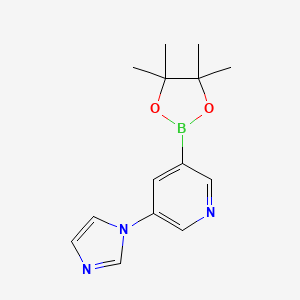 molecular formula C14H18BN3O2 B598999 3-(1H-imidazol-1-yl)-5-(4,4,5,5-tetramethyl-1,3,2-dioxaborolan-2-yl)pyridine CAS No. 1201644-45-2