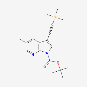 molecular formula C18H24N2O2Si B599014 tert-Butyl 5-methyl-3-((trimethylsilyl)ethynyl)-1H-pyrrolo[2,3-b]pyridine-1-carboxylate CAS No. 1198103-89-7