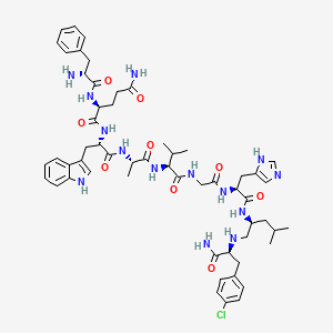 (2S)-N-[(2S)-1-[[(2S)-1-[[(2S)-1-[[2-[[(2S)-1-[[(2S)-1-[[(2S)-1-amino-3-(4-chlorophenyl)-1-oxopropan-2-yl]amino]-4-methylpentan-2-yl]amino]-3-(1H-imidazol-5-yl)-1-oxopropan-2-yl]amino]-2-oxoethyl]amino]-3-methyl-1-oxobutan-2-yl]amino]-1-oxopropan-2-yl]amino]-3-(1H-indol-3-yl)-1-oxopropan-2-yl]-2-[[(2R)-2-amino-3-phenylpropanoyl]amino]pentanediamide