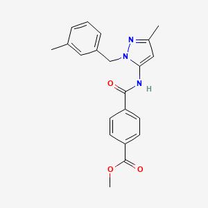 molecular formula C21H21N3O3 B5991683 methyl 4-({[3-methyl-1-(3-methylbenzyl)-1H-pyrazol-5-yl]amino}carbonyl)benzoate 