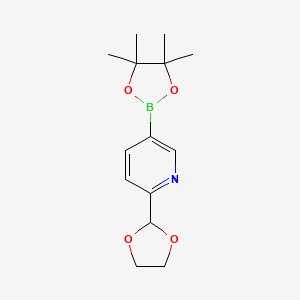 molecular formula C14H20BNO4 B599171 2-(1,3-Dioxolan-2-yl)-5-(4,4,5,5-tetramethyl-1,3,2-dioxaborolan-2-yl)pyridine CAS No. 1309982-39-5