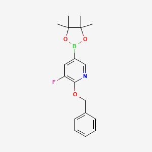 molecular formula C18H21BFNO3 B599174 2-(Benzyloxy)-3-fluoro-5-(4,4,5,5-tetramethyl-1,3,2-dioxaborolan-2-yl)pyridine CAS No. 1333222-45-9