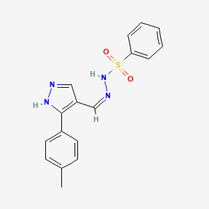 molecular formula C17H16N4O2S B5991897 N'-{[3-(4-methylphenyl)-1H-pyrazol-4-yl]methylene}benzenesulfonohydrazide 