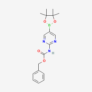 B599195 Benzyl (5-(4,4,5,5-tetramethyl-1,3,2-dioxaborolan-2-yl)pyrimidin-2-yl)carbamate CAS No. 1256359-98-4