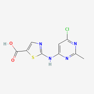 molecular formula C9H7ClN4O2S B599197 2-((6-Chloro-2-methylpyrimidin-4-yl)amino)thiazole-5-carboxylic acid CAS No. 1251716-89-8