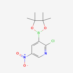molecular formula C11H14BClN2O4 B599206 2-Chloro-5-nitro-3-(4,4,5,5-tetramethyl-1,3,2-dioxaborolan-2-yl)pyridine CAS No. 1310404-51-3