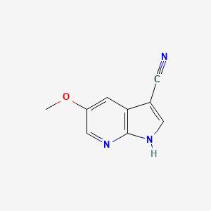 molecular formula C9H7N3O B599218 5-Methoxy-1H-pyrrolo[2,3-b]pyridine-3-carbonitrile CAS No. 1256812-96-0