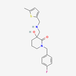 molecular formula C19H23FN2O2S B5992183 1-(4-fluorobenzyl)-3-hydroxy-3-({[(5-methyl-2-thienyl)methyl]amino}methyl)-2-piperidinone 