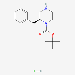molecular formula C16H25ClN2O2 B599222 (S)-tert-Butyl 2-benzylpiperazine-1-carboxylate hydrochloride CAS No. 1217455-87-2