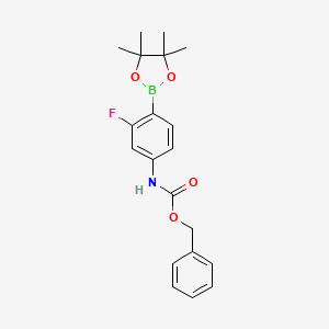 B599283 Benzyl (3-fluoro-4-(4,4,5,5-tetramethyl-1,3,2-dioxaborolan-2-yl)phenyl)carbamate CAS No. 1218791-13-9