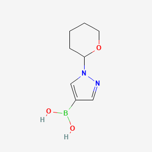 molecular formula C8H13BN2O3 B599291 1-(Tetrahydro-2H-pyran-2-yl)pyrazole-4-boronic acid CAS No. 1256345-68-2