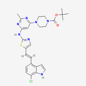 molecular formula C27H30ClN7O2S B599301 tert-Butyl 4-(6-((5-(2-(7-chloro-1H-indol-4-yl)vinyl)thiazol-2-yl)amino)-2-methylpyrimidin-4-yl)piperazine-1-carboxylate CAS No. 1245652-85-0