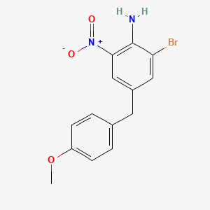 molecular formula C14H13BrN2O3 B599308 2-Bromo-4-(4-methoxybenzyl)-6-nitroaniline CAS No. 1314987-29-5