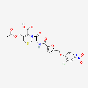 molecular formula C22H18ClN3O10S B5993235 3-[(ACETYLOXY)METHYL]-7-[({5-[(2-CHLORO-4-NITROPHENOXY)METHYL]-2-FURYL}CARBONYL)AMINO]-8-OXO-5-THIA-1-AZABICYCLO[4.2.0]OCT-2-ENE-2-CARBOXYLIC ACID 