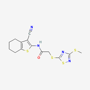 molecular formula C14H14N4OS4 B5993269 N-(3-cyano-4,5,6,7-tetrahydro-1-benzothien-2-yl)-2-{[3-(methylthio)-1,2,4-thiadiazol-5-yl]thio}acetamide 